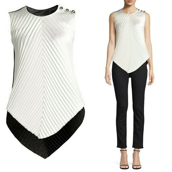 Yigal Azrouel Two tone Chevron pleat topñ - Picture 2 of 11